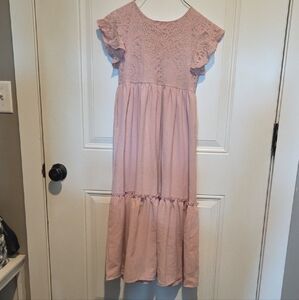 Charming Lace Flutter Sleeve Kids Dress